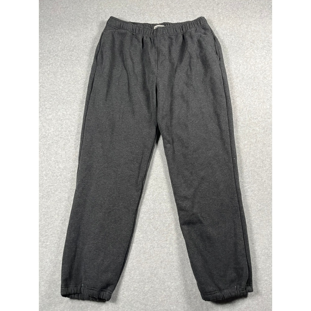 VTG Lands End Jogger Sweatpants Men L Charcoal Fleece Lined Loungewear